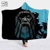 Viking tattoo Character Hooded Blanket Adult colorful child Sherpa Fleece Wearable Microfiber Bedding style-3 211101
