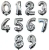 Joyeux anniversaire désherbage célébration ballon décoration aluminium revêtement ballon numéro 0 à 9 ballon argent et doré