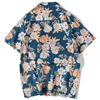 Herren Hawaiian Shirt Vintage Blaue Blumen Druck Harajuku Bluse Marke Lose Kurzarm Männer Strand Tragen Kleidung 210527