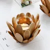 Ljushållare European Wood Holder Lotus Petalformad med Glas Cup Tea Light Bowl Nordic För Vardagsrum Heminredning