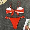 INGAGA Bikini Mujer Sexy Ruffle Costumi da bagno Donna Cravatta anteriore Costume da bagno Polka Dot Stampa Biquini Beach Wear Bagnanti Costume da bagno 210712