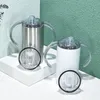 Nenhuma costura 2 em 1 sublimação em branco Crianças Bebida 12oz Reta Copas de Sippy com lidas Tampas de aço inoxidável dupla parede isolada de vácuo garrafas de bebê diy logotipo personalizado