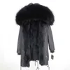 Real Fur Coat Winter Jacket Women Long Parka Waterproof Big Natural Raccoon Fur Collar Hood Thick Warm Real Fur Liner 211019