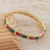 Braccialetti con zirconi arcobaleno in rame di alta qualità Braccialetti per donne Ragazze Braccialetto di lusso di marca con ciondolo Boho Party Jewelry Gift Q0717