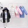 Jesień zima odzież światło w dół dziecięce dziecięce kurtki dzieci kapturem odzież wierzchnia snowsuit długie płaszcz odzież dziecięca 2-10 lata parka h0909