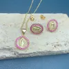 Kolczyki Naszyjnik Matki Bożej z Guadalupe Virgin Jewelry Fets for Women and Earing Rhinestone Crystal Religion Charm