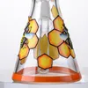 10 tum Rakrör Hookahs Bee Style Glasbägare Bongs 18mm Joint Oil Dab Rigs med diffused Downstems skål Vattenrör