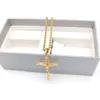 Dam Herr Jesus Crucifix Cross Hänge 18k Solid Gold GF 5mm Italienskt rep Hip Hop Chain Halsband 31"