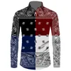 Casual shirts voor heren 2021 Autumn Men Slim Bloemen Print Lange mouw Button Shirt Bandana Design Big Size 6xl261D