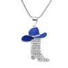 Zinc alloy metal hat boot necklace colorful boots pendants bail chain necklace for souvenir cowboys cowgirls gift jewelry1464841