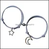 Link JewelryLink Chain requintado 2pcs Estrelas Moon Hollow Out Bracelet Magnetic Mticolor Casal Bracelets Aessories Jewelry Gifts for Frien
