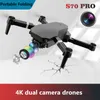 S70 Pro dobrável Drones UAV Aerial Alta Definição 4K Dual Câmera Quatro Eixo Remoto Controle Aviões Mini E58