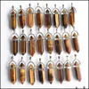 Charms Sieraden Bevindingen Componenten Natuursteen Tiger Eye Point Chakra Hangers voor Ketting Oorbellen Maken Drop Levering 2021 BFT