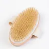 木製の楕円形のバスブラシ乾燥肌のボディナチュラルヘルスソフトブリストルマッサージバスシャワー毛ブラシスパボディブラシDH8888