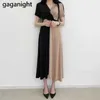 Panelled Women Party Bodycon Maxi Dress Short Sleeve Summer Korean Dresses Office Lady Chic Fashion Vestidos 210601