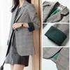 Plaid Small Suit Jacket Women Mid-length High-quality Korean Style Slim Fashion Casual Blazer Office Coat Temperament 210527