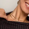 Romad Fashion 925スターリングシルバーチョーカーネックレス女性パンクインジルコンストランドペーパークリップチェーン鎖骨ネックレスコラーQ0531