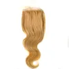Fermeture en soie péruvienne droite vierge cheveux 4x4 dentelle transparente fermeture pré-plongée Extensions non transformées