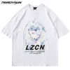 Hip Hop Streetwear T-Shirt Japanses Anime Couple T Shirt Harajuku Cotton Men Summer Short Sleeve Tshirt Oversize Tops Tee 210601