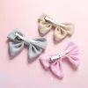 Solid Color Bow Knot Hairclip For Baby Girls Kids Hairpins Barrettes Headwear Infant Toddler Headbands Hair Accessories Children