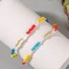 Boho Damen handgefertigte mehrfarbige Glasperlen, Intervall, weiße Glasröhre, mehrschichtige Armbänder für Frauen, Strand-Stil-Schmuck