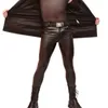Men's Pants Fad Mens Style Tight Feet Latex Leather Close-Fitting Faux PU Casual Pencil Trousers Shank Tights Skinny