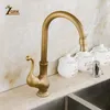 Bathroom Sink Faucets Kitchen Antique Color Cozinha Faucet Brass Swivel Spout Single Handle Vessel Mixer Tap1126309