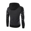 Men's Leather Patchwork Jacket Hooded Chest Zipper Design Stylish Casual Jacket X0621