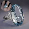 Femmes Fille Bleu Cristal Anneau Élégant Doigt Anneaux Cristal Parti Bijoux Fashon Cadeau De Mariage