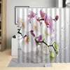 Orquídea branca Phalaenopsis Flor Flower Curtain Elegante Arte Decoração Banheiro Comproof Tela Tela Telas Com Ganchos 210915