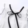 Mudkingdom Toddler Girls Dress Lace-Up Flying Sleeve Docka Solid Sommarkläder 210615
