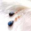 Lii ji labradorite Золотая клубника кварца 14k золота заполнена ручной работы свисающие серьги для женщин девочек подарок