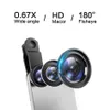 Kit di obiettivi per fotocamera universali 3 in 1 Obiettivo grandangolare Macro Fisheye Lenti per telefoni cellulari Fish Eye Lenti per microscopio per smartphone8268599