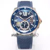 F5F Drive WSCA0009 1904-PS MC Automatic Mens Watch Two Tone Rose Gold Blue Dial White Roman Markers Rubber Strap 2021 42mm Super Edition Watches Puretime d4