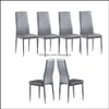 Kitchen Furniture Home & Garden Us Stock Light Gray Modern Minimalist Dining Chair Fireproof Leather Sprayed Metal Pipe Diamond Grid Pattern