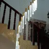 Villa Stair Lampadario lungo Nero Scala girevole Lampada a sospensione Duplex Luce per scale Super Crystal Lights 85-265V