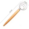 Rostfritt stål ägg beater 13 tum DIY Bread deg verktyg bakning tillbehör dansk deg whisk stick gadgets ek trähandtag t2i53068