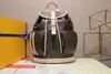 Varumärke LYX Berömd ryggsäck för kvinnor 100 % äkta läder BOSPHORE-väska Designermärke Ryggsäck Stor storlek Brun blomma Handväska för kvinnor Vintage skolväskor