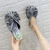 Sequins Women Slippers 2022 New Summer Girls Sweet Butterfly-knot Flat Slippers Female Bling Leisure Holiday Sandals Flip-flops