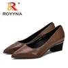 Royyna Przyjazd Damskie Pompy Mikrofibra Maszynka Spnieszczone Toe Wygodne Buty Casual Handmade Lady Wedding 211123