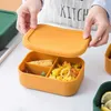 Med lock silikon lunch låda fresh-heing box bento frukt sallad fräscha skål bärbar förseglad rektangel picknick lunchbox 211108