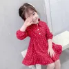 가을 캐주얼 어린이 아기 소녀 도트 인쇄 긴 소매 드레스 키즈 유아 파티 공주 드레스 Q0716