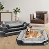 XXL Pet Dog Bed Sofa Soft Tvättbar Korg Höst Vinter Varm Plysch Pad Vattentäta Bäddar För Stor S 211021