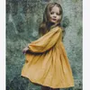 Märke baby flicka kläder höst ins stil Europeanica solid s dress toddler barn casual linne prinsessa 210429