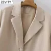Zevity femmes mode couleur unie col cranté irrégulière court Blazer manteau Vintage femme un bouton survêtement Chic hauts CT712 X0721