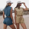 Survêtements pour femmes vêtements de sport chemises de tennis pantalons courts yoga course à pied shorts de golf taille moyenne poche plissée ensemble d'entraînement en polaire Active Min Tech pour femme haut décontracté