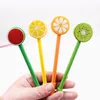 Гелевые ручки 4pcs 0,5 мм корейская личность фрукты леденцы на палочке для ручки канцелярские товары для детского подарочного офиса школьные принадлежности