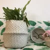 Opvouwbare handgemaakte zeegras bloempot opslag rieten mand rotan stro home tuin golf patroon planter potten wasmand 210922