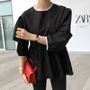 Nomikuma Women Doll Shirt Causal Puff Long Sleeve Hit Color O-neck Blouse Korean Sweet Top Blusas Feminimos 6D595 210308