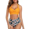 Op voorraad Sexy hoge taille bikini halter plus size badmode vrouwen badpak vrouwelijke bikini set bodysuit badpak zomer biquini